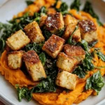 Maple Miso Whipped Sweet Potatoes with Cornmeal Crusted Tofu