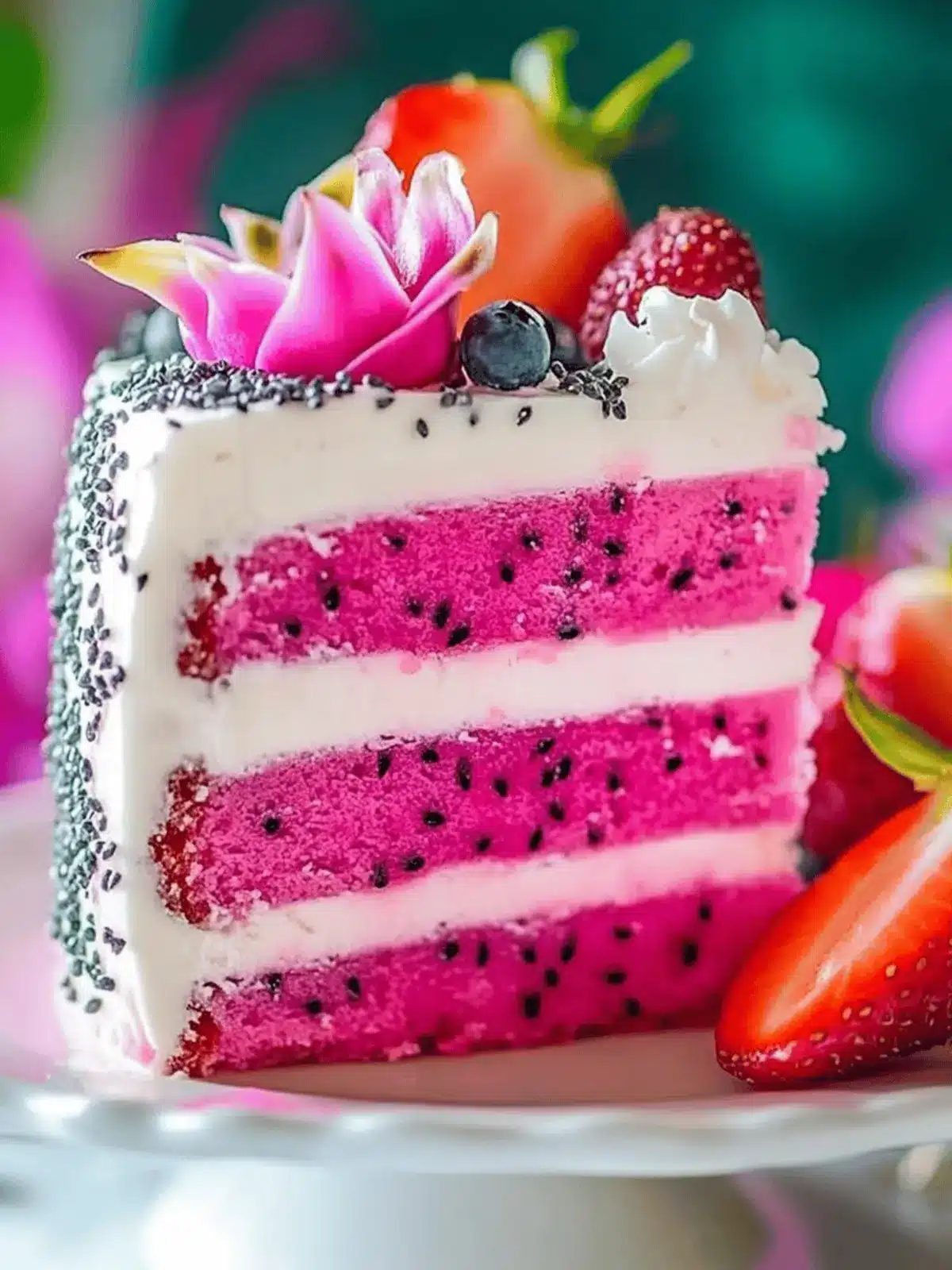 Pink Dragon Fruit Layer Cake